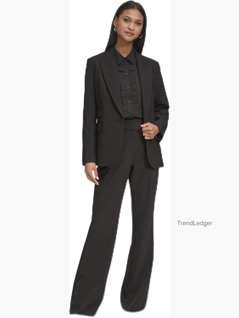 Women's Classic One Button Suit Blazer - Structured Long Sleeve Notch Collar